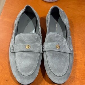 Tory Burch Gray Suede Loafers